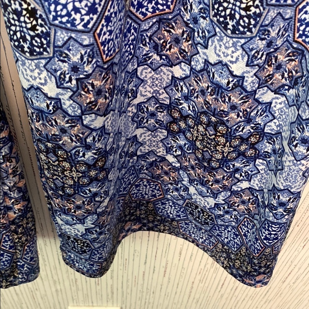 Geometric Blue Wide-Leg Alyx Large Women Pull on Pant - Picture 3 of 6